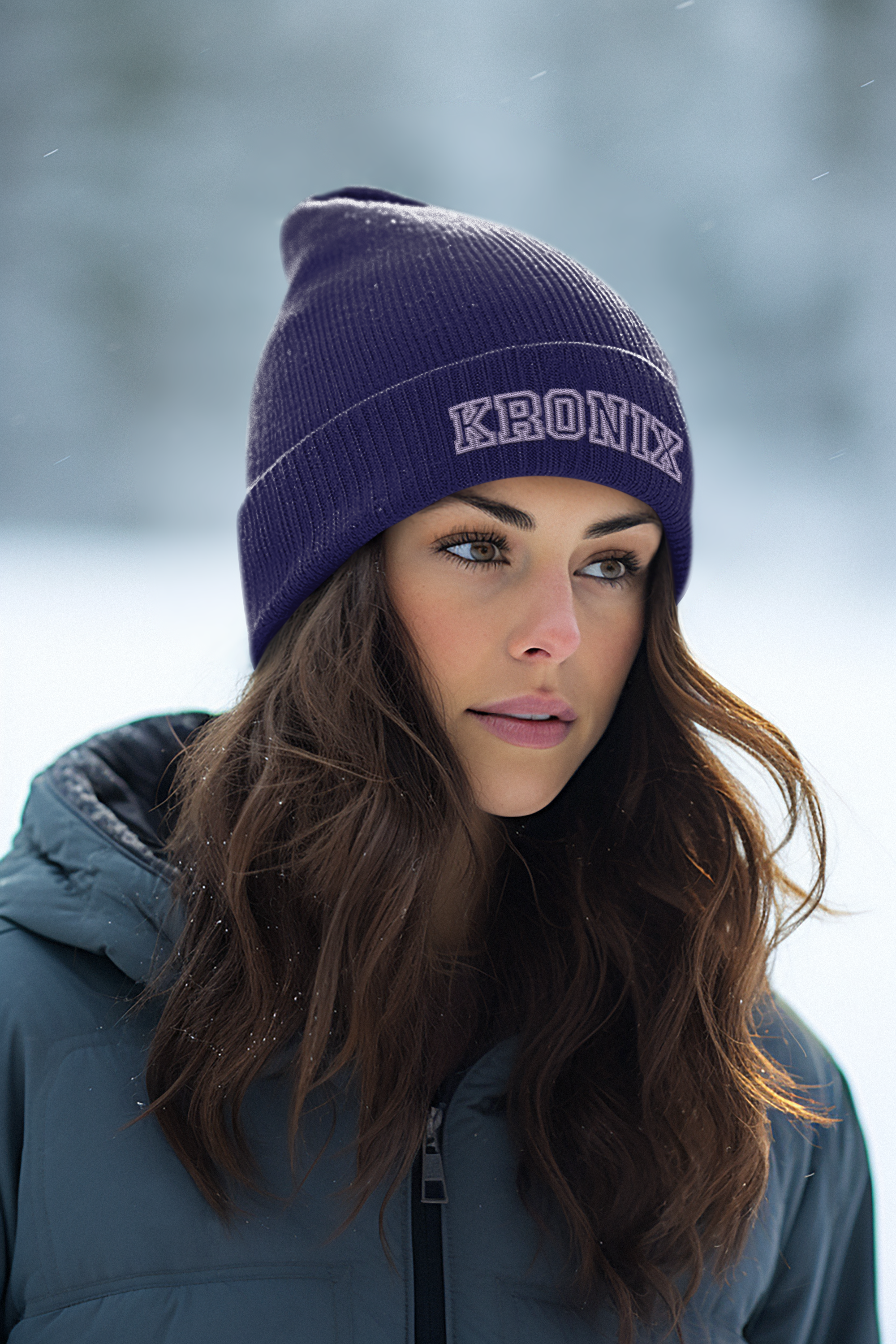 Mujer joven con gorro de grupo